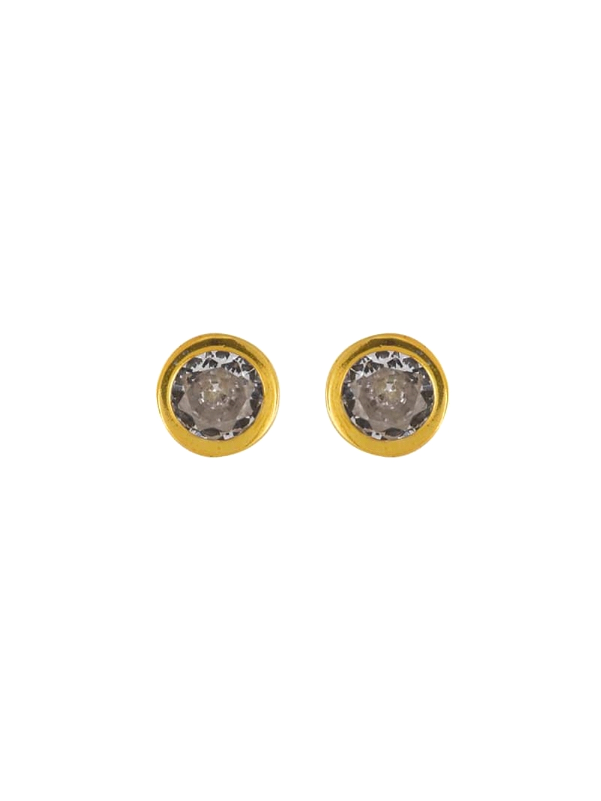 Pendientes chatón dorados con circonita blanca de 4 mm