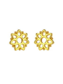 Pendientes de presión dorados mandala floral calado en Plata de Ley 925