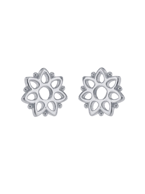 Pendientes de presión mandala floral calado en Plata de Ley 925