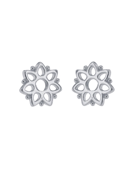 Pendientes de presión mandala floral calado en Plata de Ley 925
