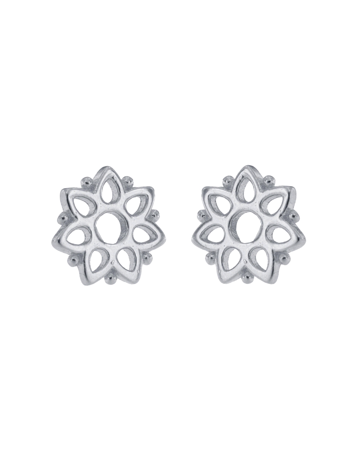 Pendientes de presión mandala floral calado en Plata de Ley 925