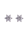 Pendientes de presión flor con circonitas blancas en Plata de Ley 925, medida 5,2 mm