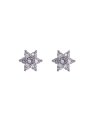 Pendientes de presión flor con circonitas blancas en Plata de Ley 925, medida 4,5 mm