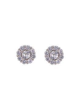 Pendientes de presión flor con circonita blanca en Plata de Ley 925