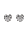 Pendientes de presión corazón LOVE con relieve en Plata de Ley 925