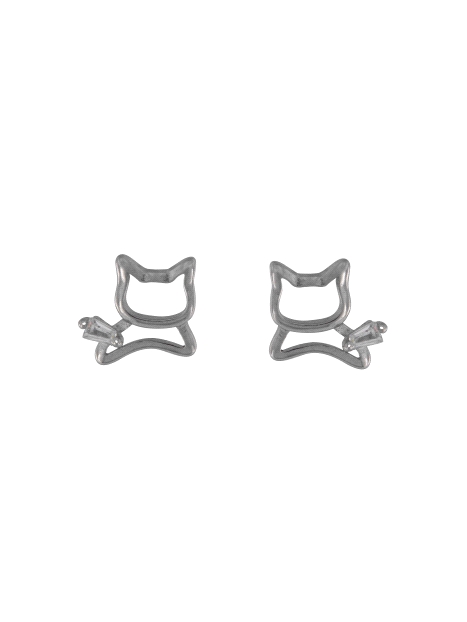 Pendientes de presión gato calado con circonita blanca