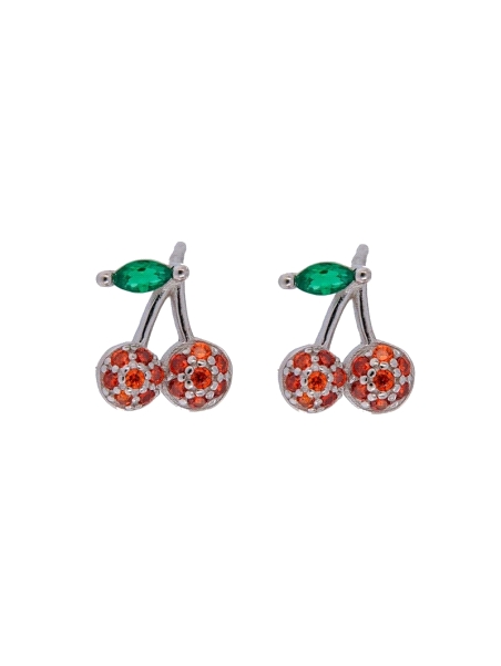 Pendientes de presión cerezas con circonitas rojas y verdes