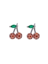 Pendientes de presión cerezas con circonitas rojas y verdes
