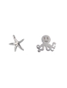 Pendientes de presión estrella de mar y pulpo en Plata de Ley 925