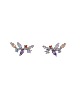 Pendientes de presión rama con circonitas multicolor