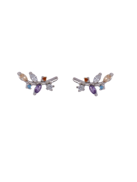 Pendientes de presión rama con circonitas multicolor
