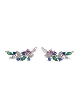 Pendientes de presión rama multicolor con circonitas de color