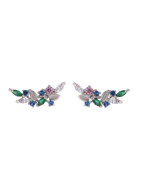 Pendientes de presión rama multicolor con circonitas de color