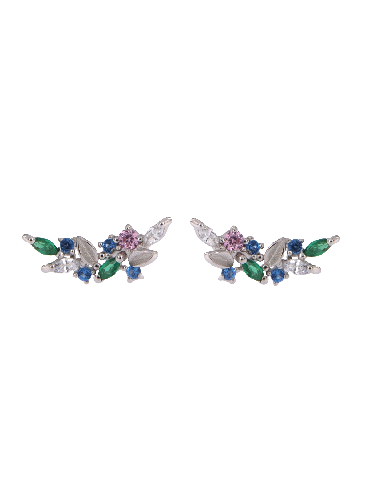 Pendientes de presión rama multicolor con circonitas de color