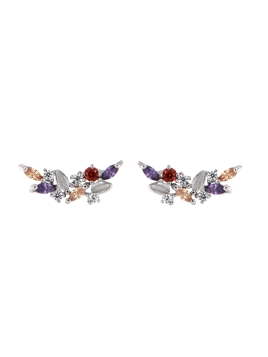 Pendientes de presión rama con circonitas de color