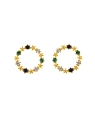 Pendientes de presión círculo dorado con circonitas multicolor