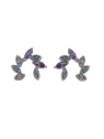 Pendientes de presión hojas con circonitas multicolor