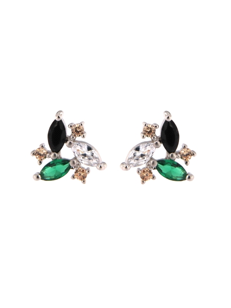 Pendientes de presión marqués multicolor plata