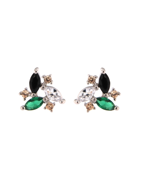 Pendientes de presión marqués multicolor plata