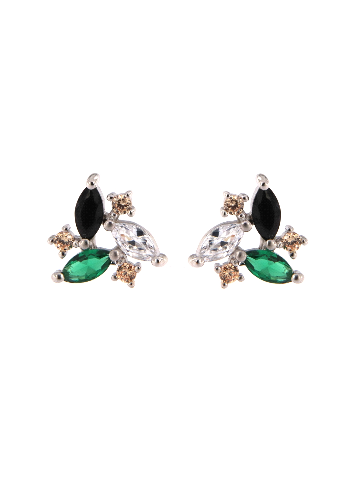 Pendientes de presión marqués multicolor plata