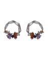 Pendientes de presión círculo baguette multicolor plata