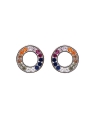 Pendientes de presión círculo doble multicolor plata