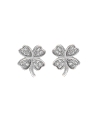 Pendientes de presión trébol de cuatro hojas con circonitas blancas