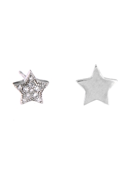 Pendientes de presión estrellas lisa y circonitas plata