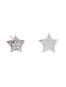 Pendientes de presión estrellas lisa y circonitas plata