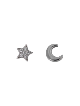 Pendientes de presión estrella con circonitas y luna plata