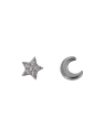 Pendientes de presión estrella con circonitas y luna plata