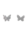 Pendientes de presión mariposas lisa y circonitas plata
