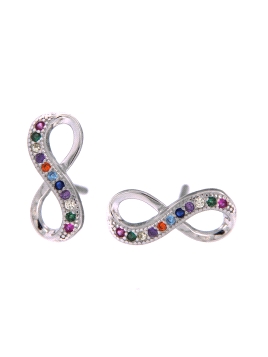 Pendientes de presión infinito con circonitas de colores en Plata de Ley 925
