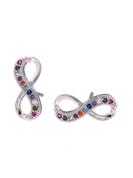 Pendientes de presión infinito con circonitas de colores en Plata de Ley 925