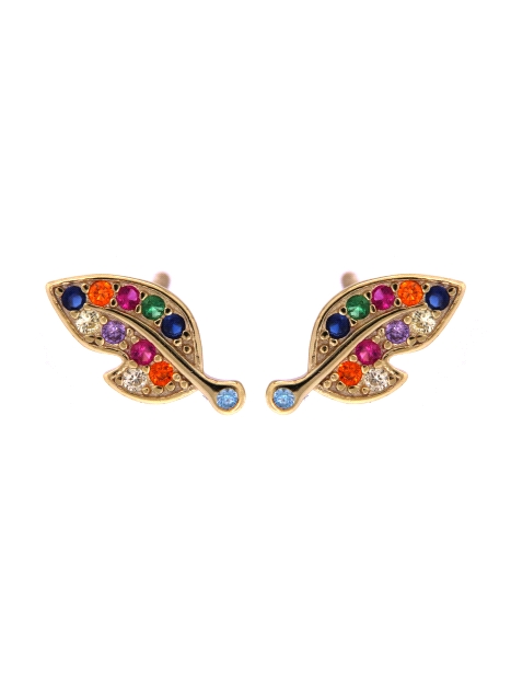 Pendientes de presión hoja con circonitas multicolor