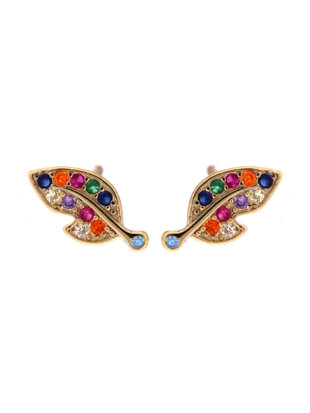 Pendientes de presión hoja con circonitas multicolor