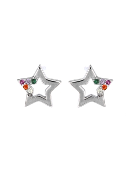 Pendientes de presión estrella con circonitas multicolor
