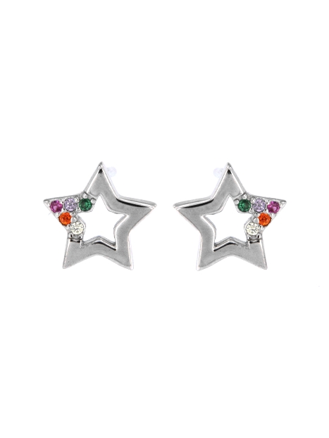 Pendientes de presión estrella con circonitas multicolor