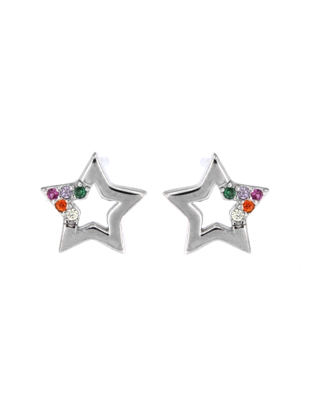 Pendientes de presión estrella con circonitas multicolor