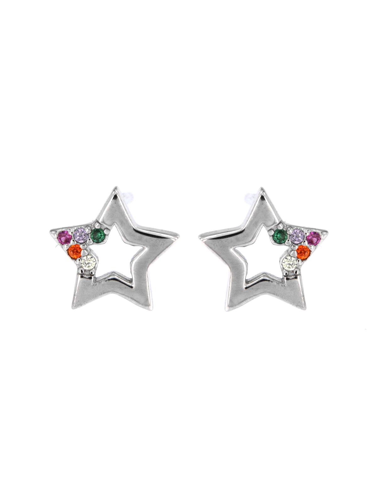 Pendientes de presión estrella con circonitas multicolor
