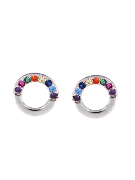Pendientes de presión círculo con circonitas multicolor