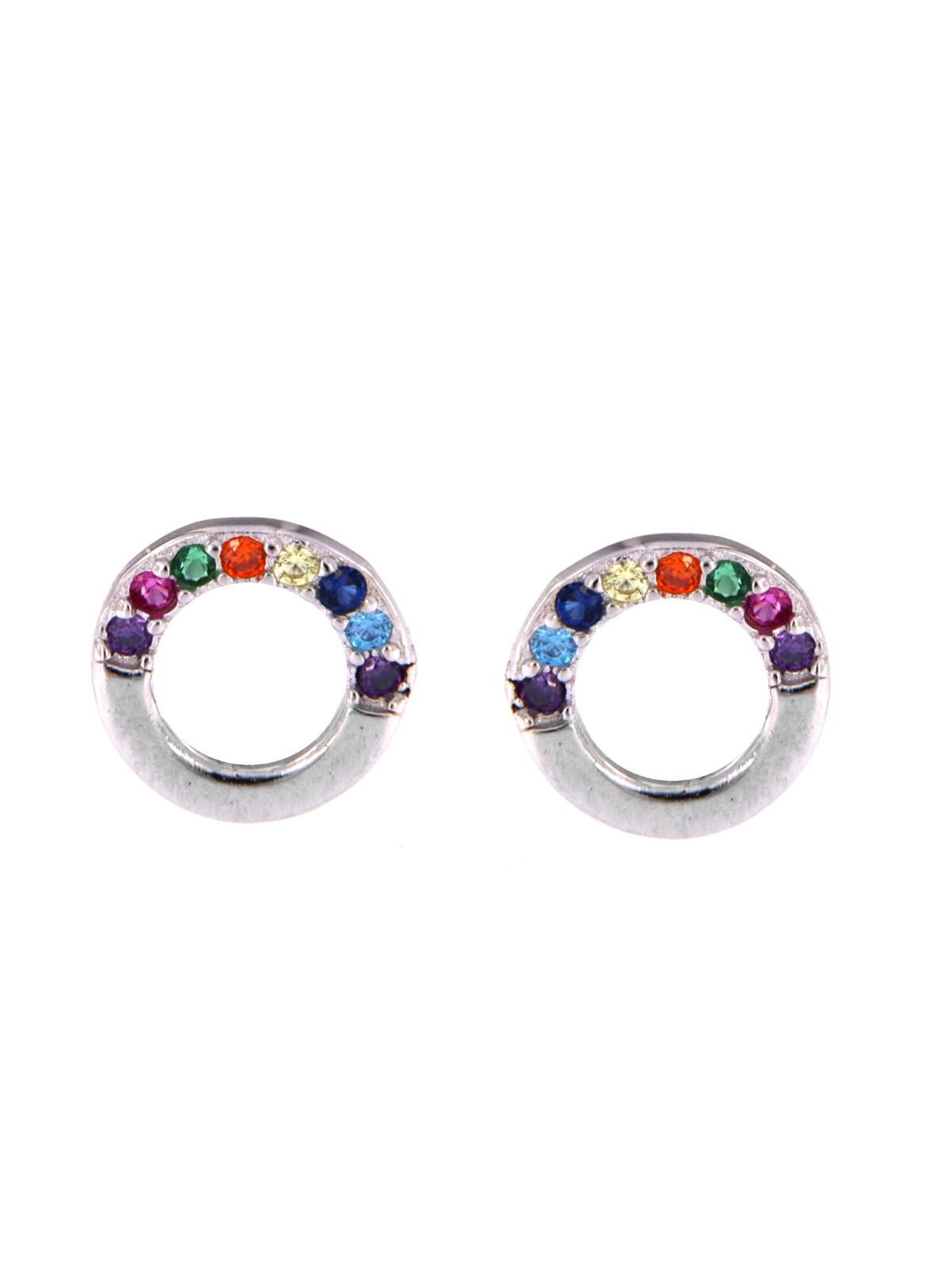 Pendientes de presión círculo con circonitas multicolor