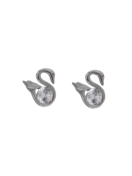 Pendientes de presión cisne con circonita blanca en plata