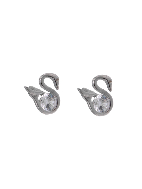 Pendientes de presión cisne con circonita blanca en plata