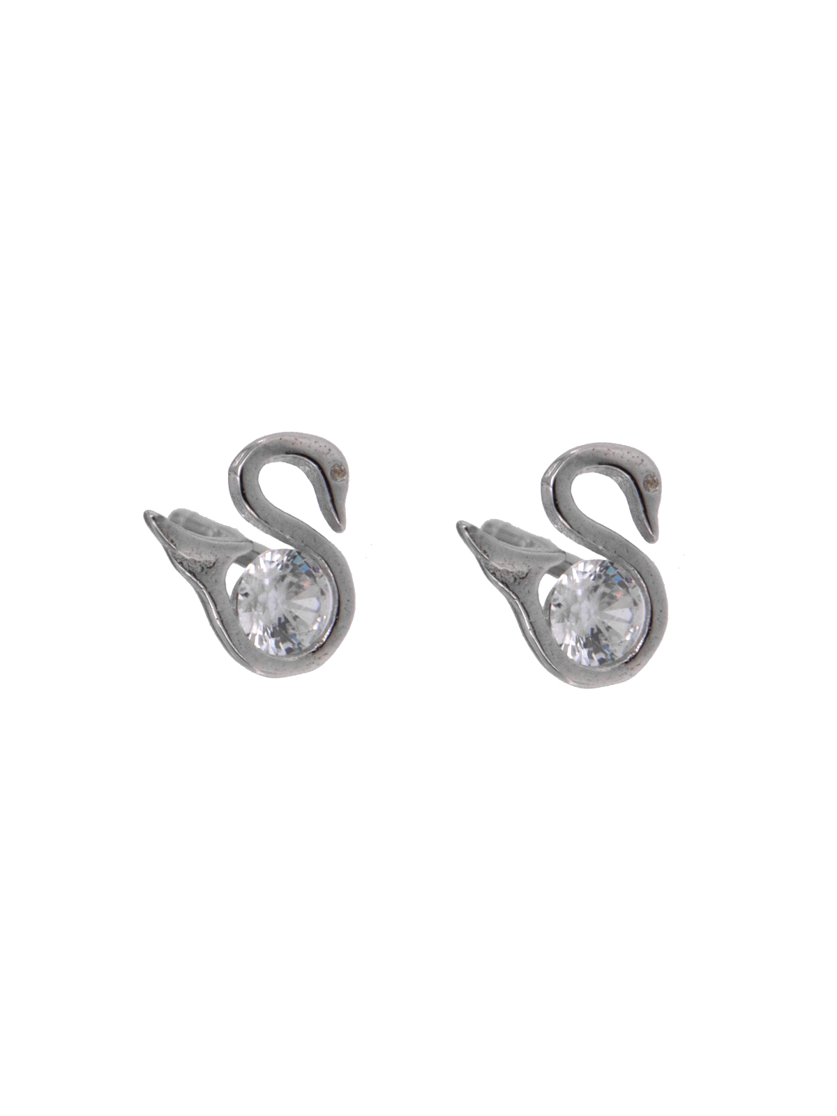 Pendientes de presión cisne con circonita blanca en plata
