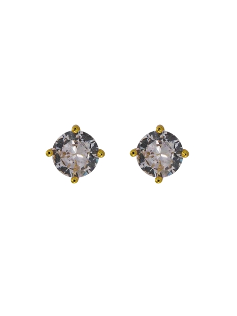 Pendientes de presión garra 7 mm dorados con circonita blanca