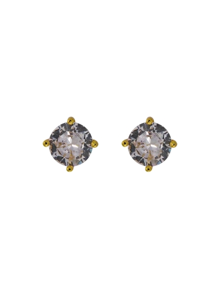 Pendientes de presión garra 7 mm dorados con circonita blanca