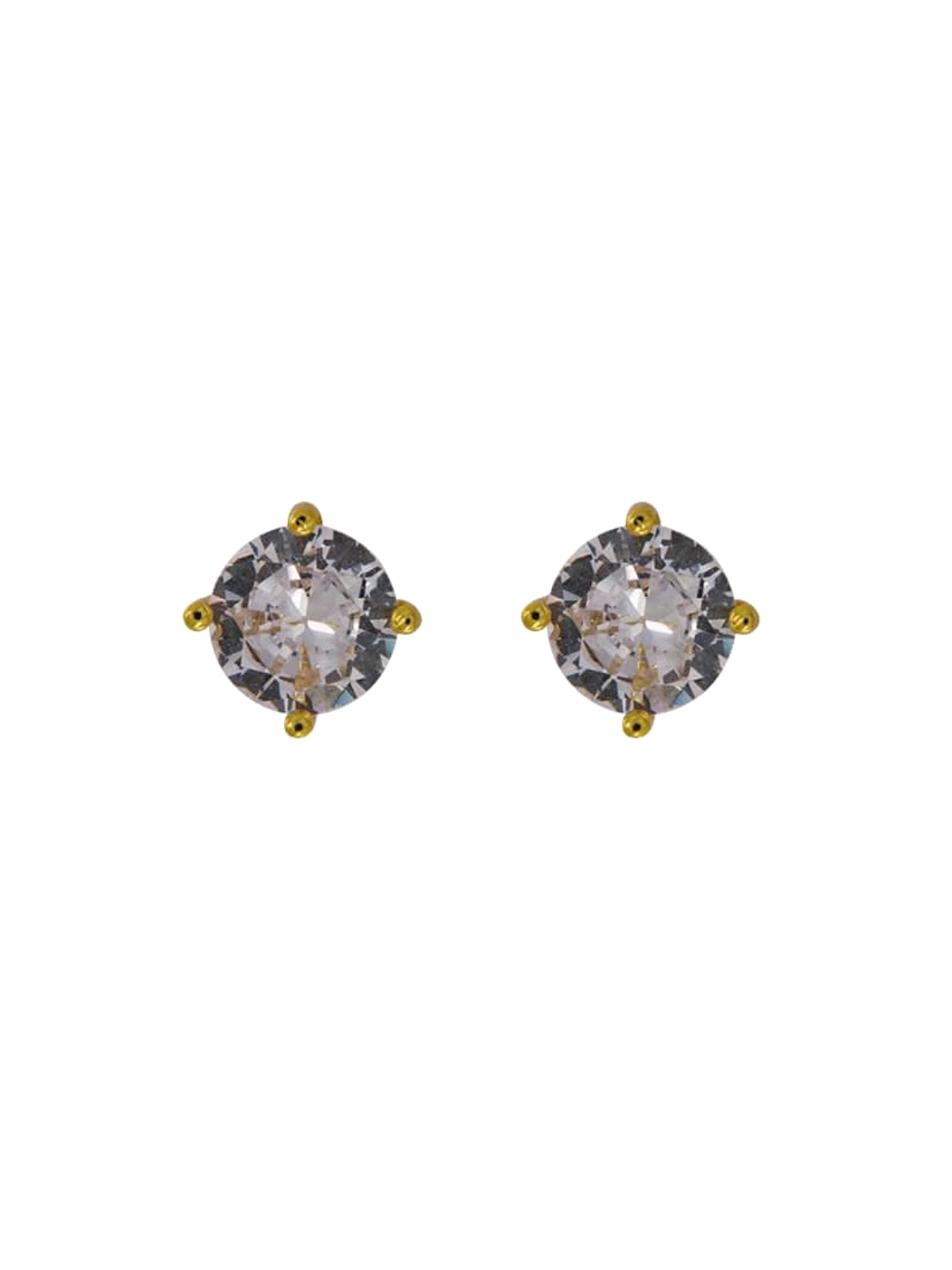 Pendientes de presión garra 7 mm dorados con circonita blanca