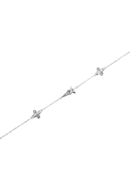 <p>Pulsera de cadenita delgada, con detalles en forma de flores y unos brillantitos de circonita blanca en Plata de Ley 925.</p>