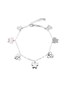 <p>Pulsera de plata finita con colgantitos de siluetas de mariposas en plata lisa.  </p>
<p>Plata de primera ley, 925 MM.</p>
<p